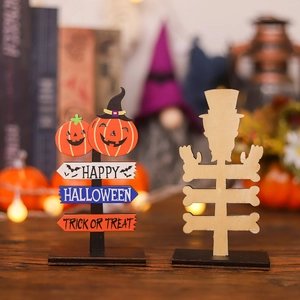 Halloween wooden pumpkin sign set including colorful and DIY unfinished ornaments