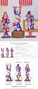 Dimensions et spécifications détaillées pour décorations de table en bois USA 4 juillet