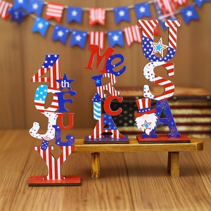 Lot de 3 décorations de table en bois pour le 4 juillet avec gnomes des USA
