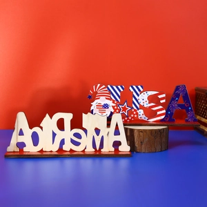 Wooden USA and America letter ornaments for Independence Day table decoration