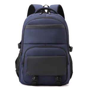 Modern navy blue business laptop backpack with multi-pocket storage and ergonomic straps