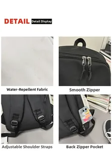 Detail view of waterproof nylon backpack showing smooth zippers and adjustable straps