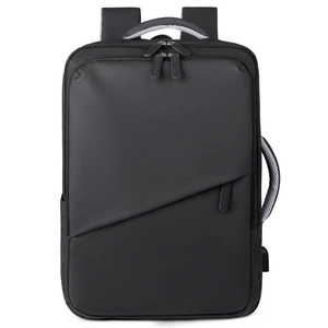 Large capacity black travel laptop backpack with multi-functional design and USB port