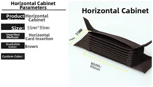 Detailansicht kaffeebrauner Akkordeon-Kartenfächer mit horizontalen 55x95mm Abteilen