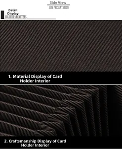 Detail view of coffee brown accordion card wallet featuring premium fabric texture and slots
