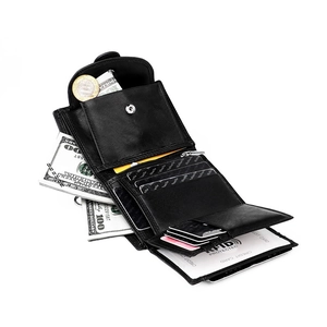 Genuine leather men's wallet with RFID protection, multiple card slots and coin pocket