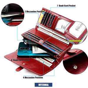 Détails de l'intérieur du portefeuille RFID avec 13 fentes et une poche zippée