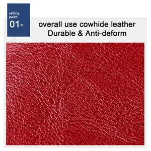 Détail macro du cuir de vachette rouge à texture litchi pour portefeuilles durables