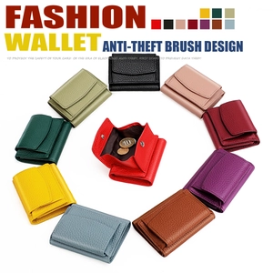 Litchi pattern tri-fold leather wallet available in 10 colors with RFID protection