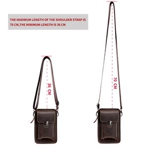 Borsa a tracolla da uomo in pelle marrone con cinturino regolabile da 36 cm a 70 cm