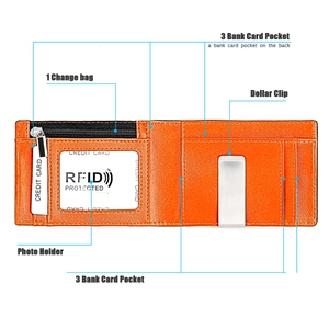 Structure interne du portefeuille minimaliste RFID en cuir avec pince à billets