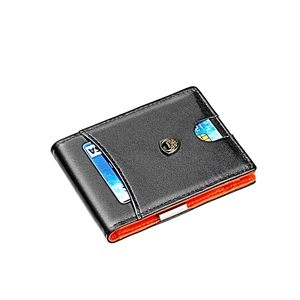 Portefeuille mince en cuir noir pour hommes avec blocage RFID et fentes pour cartes