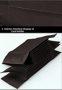 Macro detail of dark brown accordion card holder insert with twill fabric texture