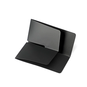 Detail view of the sleek matte black aluminum wallet interior with RFID blocking slots