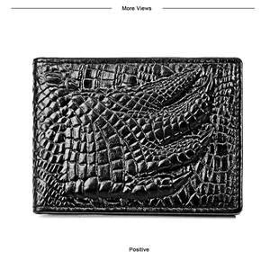 Detailaufnahme der Vintage-Geldbörse mit Kroko-Prägung und feiner Kantenversiegelung