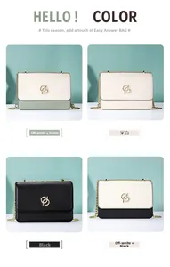 Aperçu de quatre variantes de couleurs du sac à bandoulière carré avec logo doré