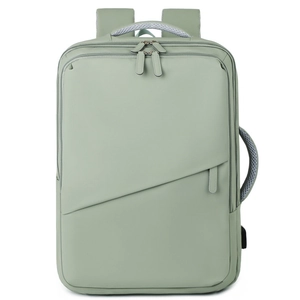 Large travel backpack for women in green with USB charging port and laptop compartment