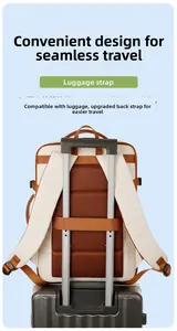 Detail of the breathable mesh back and luggage strap on the Oxford laptop backpack