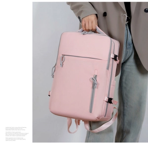 Zaino da viaggio rosa capiente con scomparti multipli e fibbie di regolazione