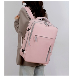 Zaino rosa di grande capacità con tasche multiple e fibbie di regolazione laterale
