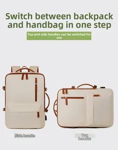 Business laptop backpack with dual handles for vertical and horizontal carrying modes