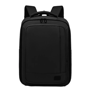 Minimalist black expandable laptop backpack for men with high-capacity compartments