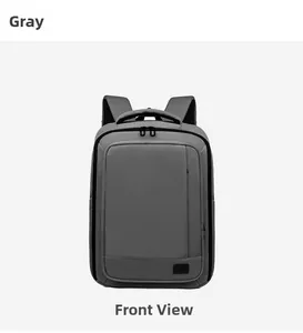 Front view of grey large-capacity backpack with durable fabric and breathable straps