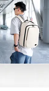 Detail of ergonomic S-shaped shoulder straps on a large capacity 15-inch laptop backpack