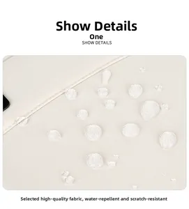 Close-up of waterproof and scratch-resistant fabric with water drops on backpack