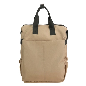 Sac à dos étudiant minimaliste en toile kaki avec grande capacité et multi-poches