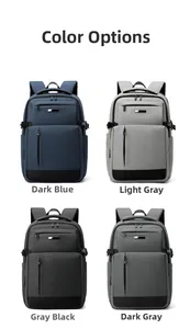 Options de couleur du sac à dos professionnel en bleu marine, gris clair, noir et gris foncé