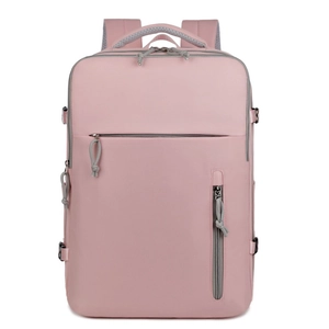 Grand sac à dos professionnel rose pour femme avec compartiments de voyage polyvalents