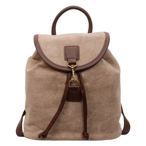 Elegant large capacity camel suede backpack for women with adjustable leather straps