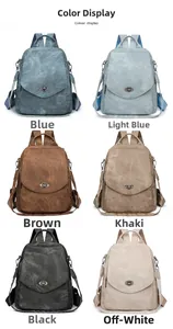 Detailed comparison of six vintage soft leather backpacks in various color options