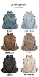 Overview of vintage backpacks in six colors with ethnic geometric patterned straps