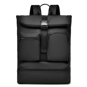 Waterproof matte black business backpack with multi-pocket storage for travel and commute