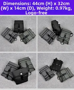 Detailed size and dimension specs for waterproof business backpack in multiple colors