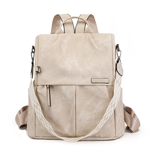 Zaino Antifurto Donna Retrò Pelle PU Grande Capacità Borsa Viaggio Tracolla Geometrica Rimovibile Urbano Semplice Funzionale