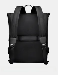 Business laptop backpack back view with 3D breathable mesh and luggage strap