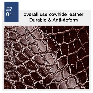Macro shot of durable crocodile embossed cowhide leather with anti-deform texture