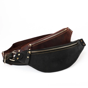 Vintage Genuine Leather Men Waist Bag Crazy Horse Cowhide Chest Bag For Travel Business Casual Streetwear Fanny Pack