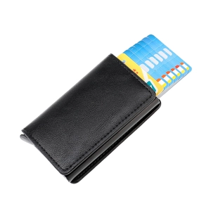 RFID Blokkerende Pop-up Kaarthouder Voor Heren Dames PU Leer Aluminiumlegering Minimalistisch Slank Creditcardhouder Business Portemonnee