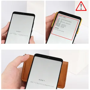 Καφέ δερμάτινο πορτοφόλι με λειτουργία NFC smartphone για ανάγνωση δεδομένων καρτών
