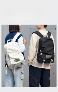 Outdoor shot of minimalist large capacity travel backpacks in black and white styles