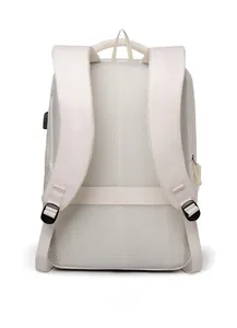 Business laptop backpack back view featuring breathable mesh and luggage strap