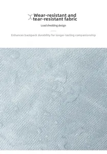Detail of light blue water-resistant and tear-resistant fabric texture on stylish backpack