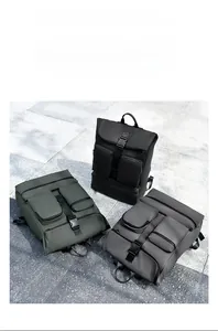 Front view showing modular pockets and buckle closure of three waterproof business backpacks