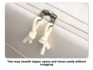 Detail of two-way smooth metal zippers with beige woven pulls on durable nylon fabric