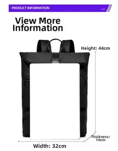 Detailed size chart for black business backpack showing 44cm height and 32cm width