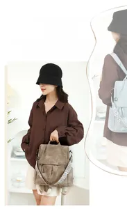 Dettaglio dello zaino minimalista da donna con tracolla geometrica e pelle testurizzata